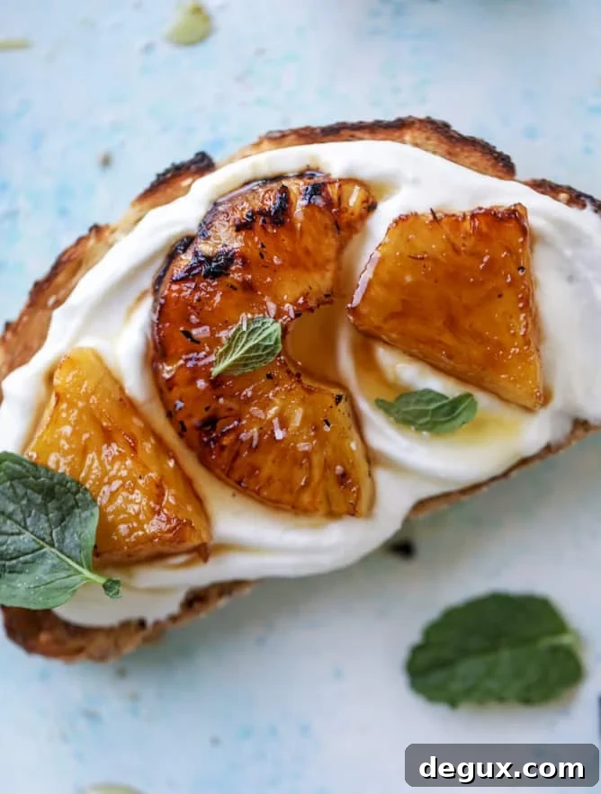 Roasted Pineapple & Sea Salt Whipped Ricotta Toast 6 roasted pineapple ricotta toast I howsweeteats.com