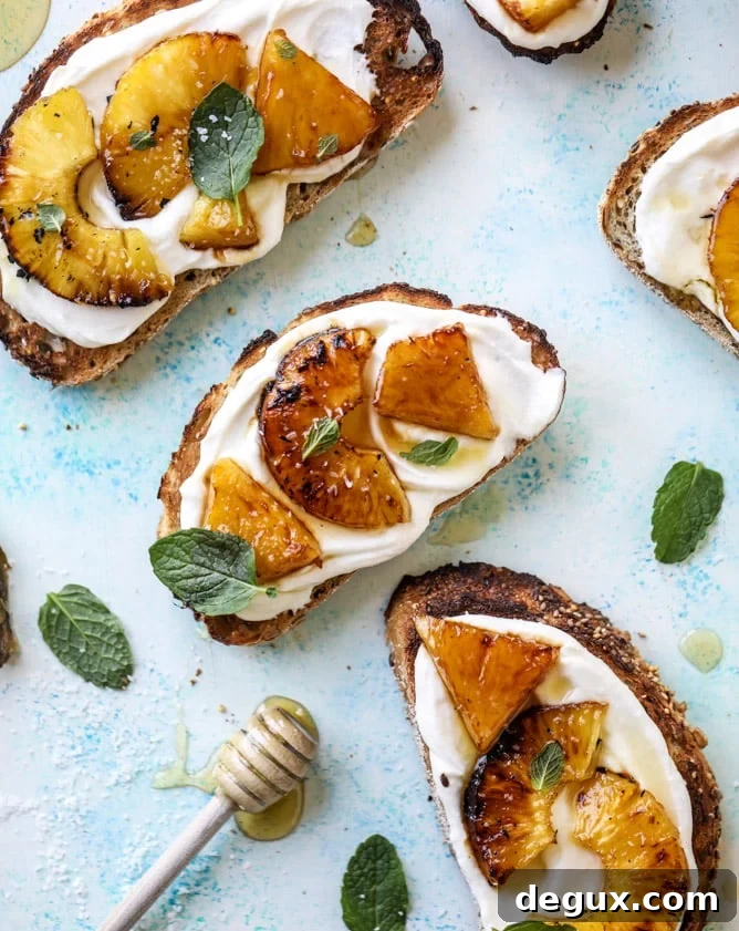 Roasted Pineapple & Sea Salt Whipped Ricotta Toast 8 roasted pineapple ricotta toast I howsweeteats.com