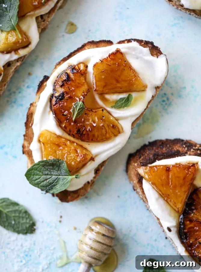 Roasted Pineapple & Sea Salt Whipped Ricotta Toast 9 roasted pineapple ricotta toast I howsweeteats.com