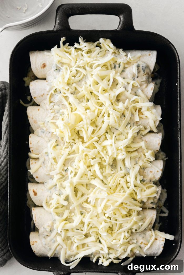 Cheesy Beef Enchiladas with Salsa Verde Recipe 14 top with remaining cheese