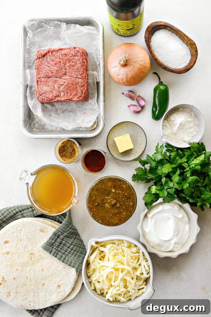 Cheesy Beef Enchiladas with Salsa Verde Recipe 4 Ingredients for Cheesy Beef Enchiladas Verde
