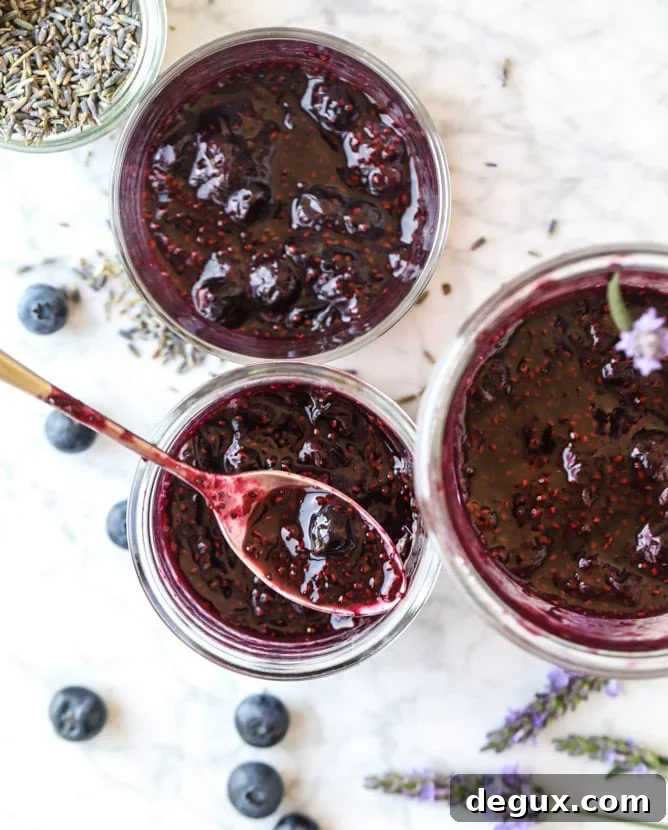 Blueberry Lavender Chia Jam Recipe for Overnight Toasts 2 easy blueberry lavender chia jam I howsweeteats.com