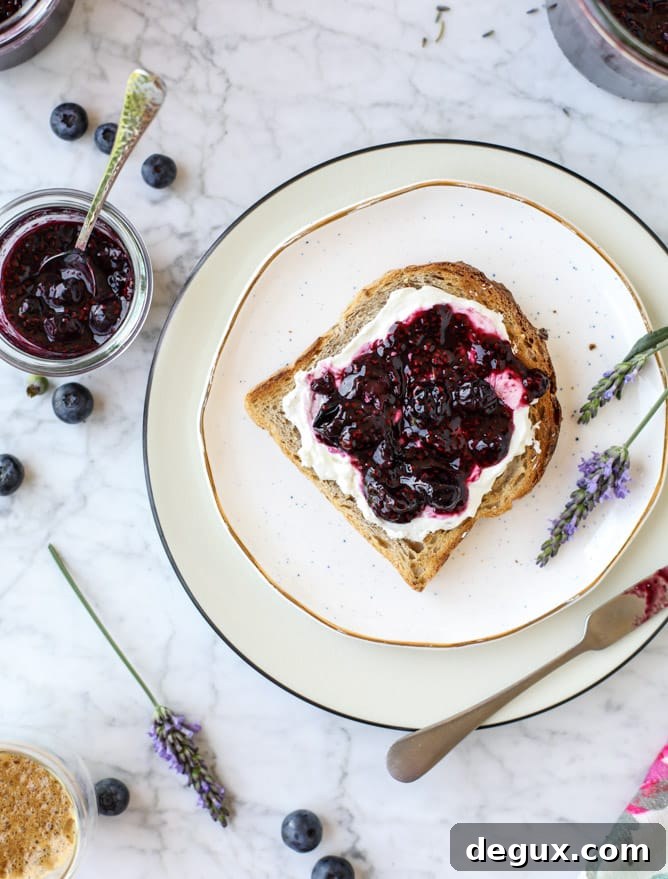 easy blueberry lavender chia jam I howsweeteats.com 