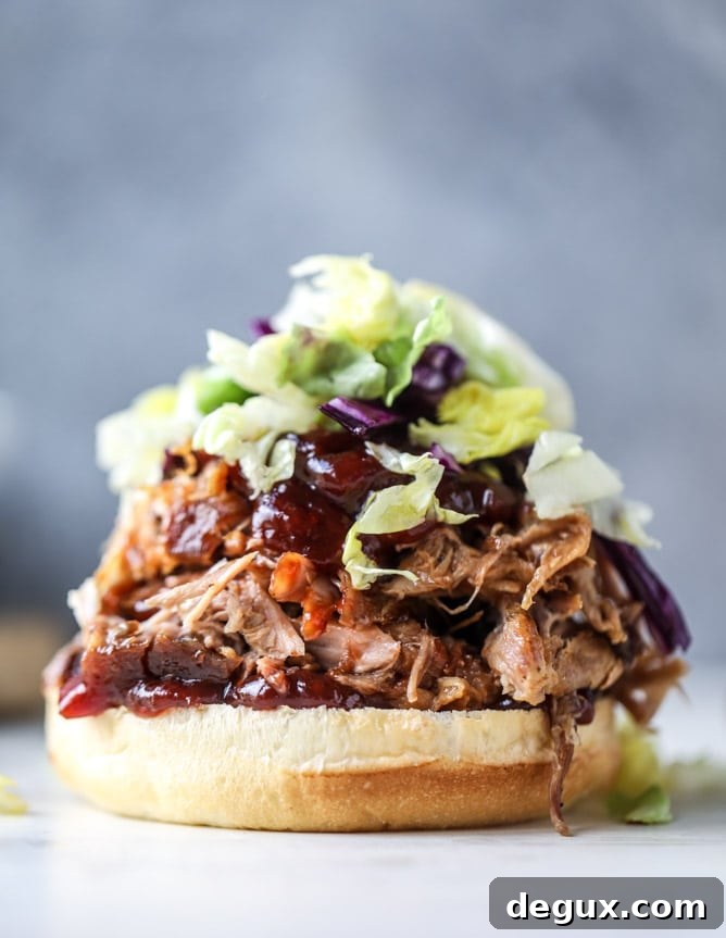 Cherry Chipotle Pulled Pork with Smoky BBQ Sauce 6 brioche buns with pulled pork