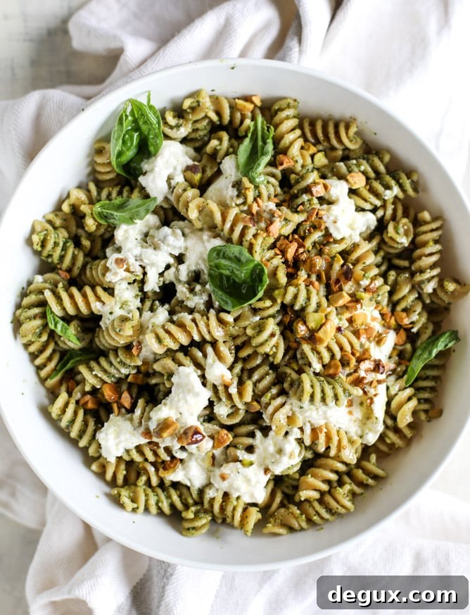 Pistachio Pesto Pasta Salad with Creamy Burrata 6 pistachio pesto pasta salad with burrata I howsweeteats.com