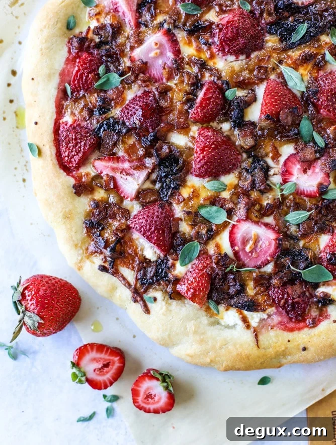 Strawberry, Bacon & Caramelized Onion Pizza Recipe 2 strawberry pizza I howsweeteats.com