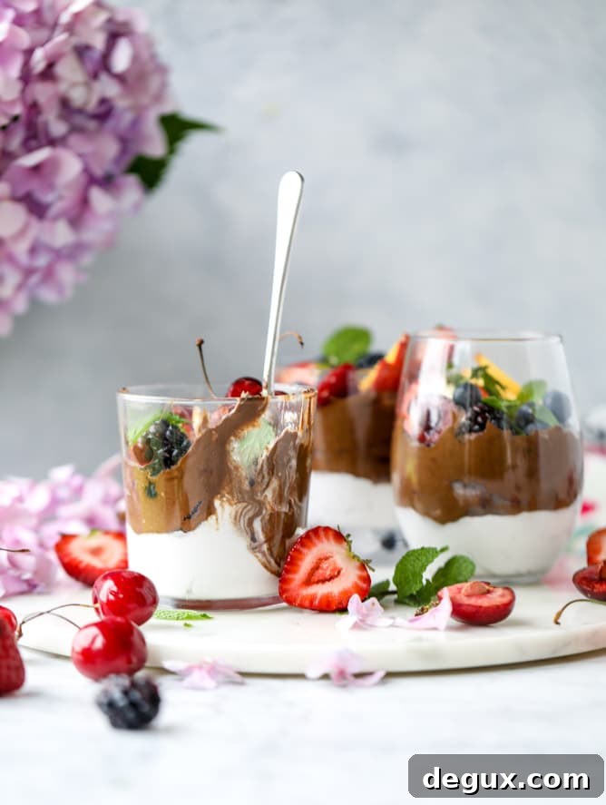 avocado chocolate mousse with summer fruit
