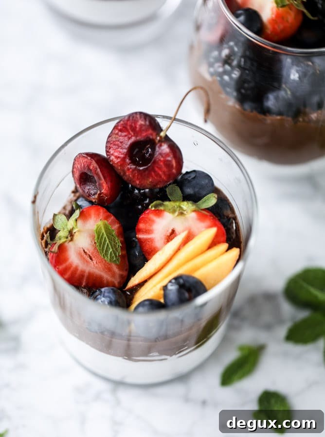 avocado chocolate mousse with summer fruit