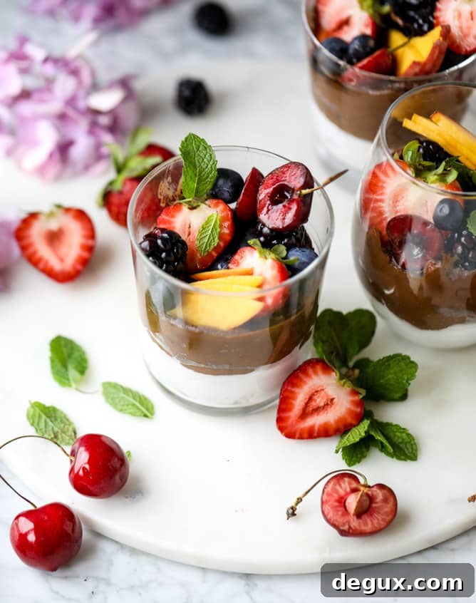 avocado chocolate mousse with summer fruit