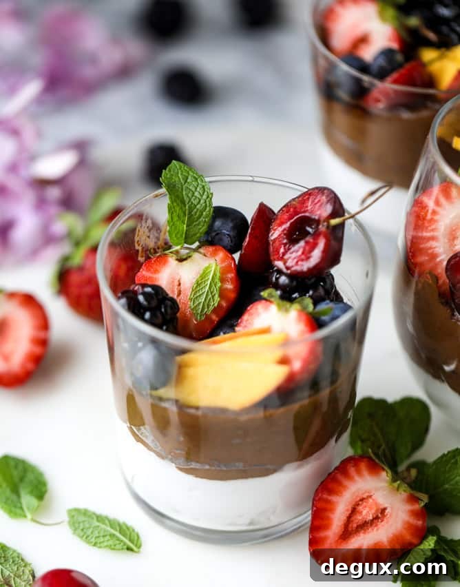 avocado chocolate mousse with summer fruit