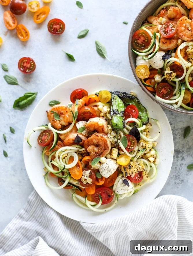 Summer Shrimp Zoodle Bowls with Lemon Garlic Dressing 6 summer shrimp zoodle bowls I howsweeteats.com