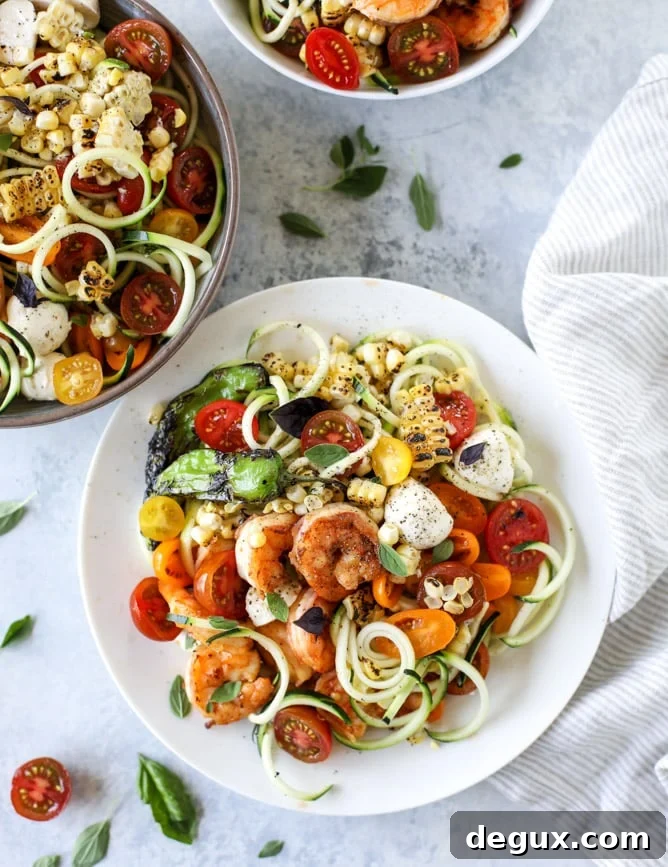 Summer Shrimp Zoodle Bowls with Lemon Garlic Dressing 7 summer shrimp zoodle bowls I howsweeteats.com