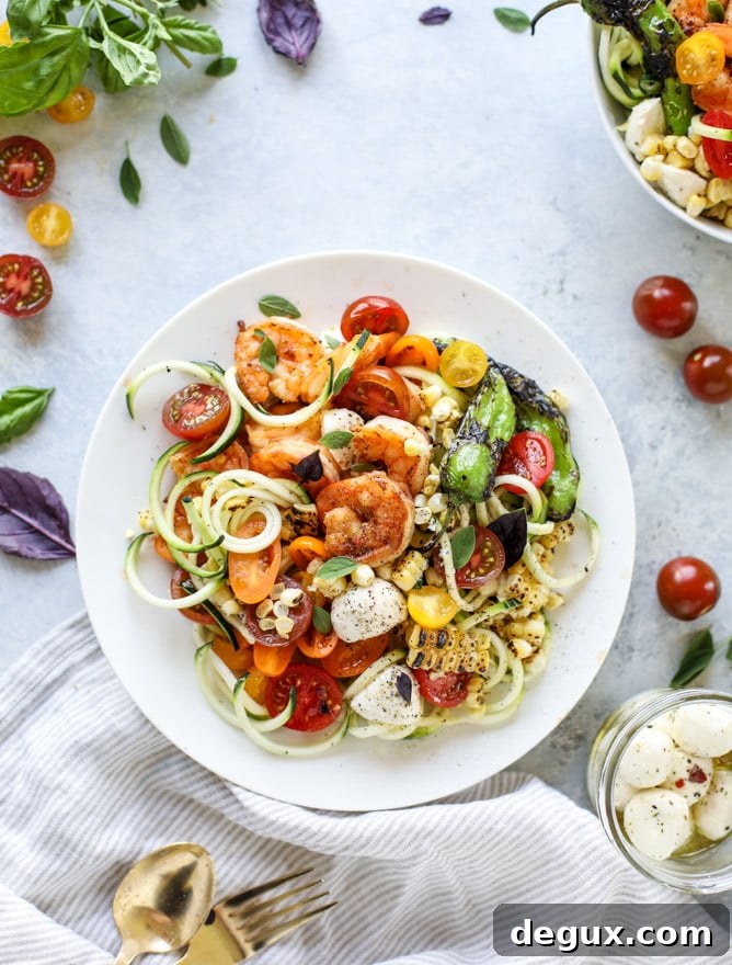 Summer Shrimp Zoodle Bowls with Lemon Garlic Dressing 8 summer shrimp zoodle bowls I howsweeteats.com