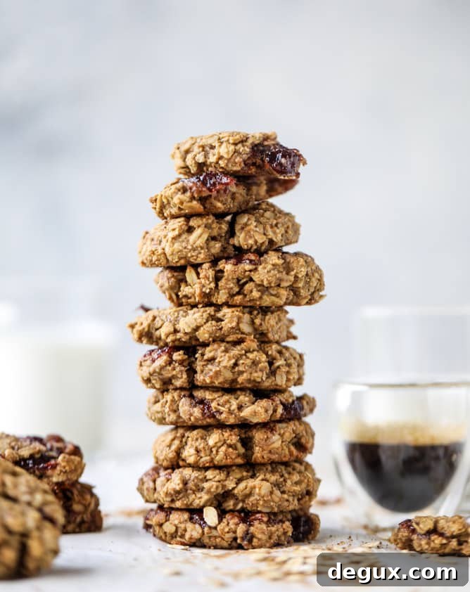 peanut butter and jelly breakfast cookies I howsweeteats.com