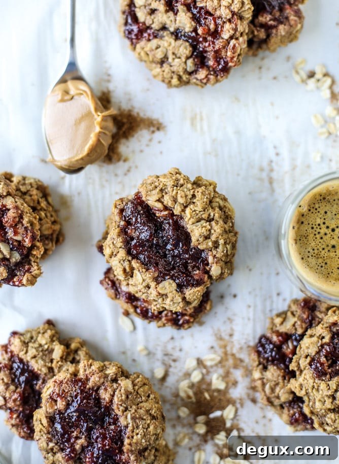 peanut butter and jelly breakfast cookies I howsweeteats.com