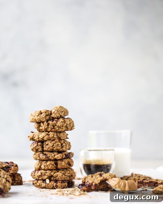 peanut butter and jelly breakfast cookies I howsweeteats.com