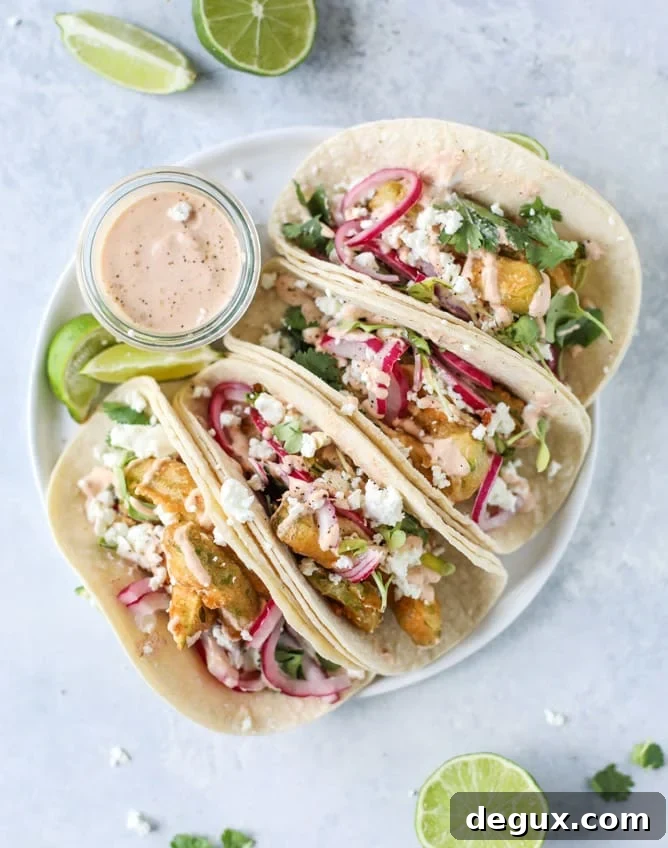 crispy beer battered avocado tacos I howsweeteats.com