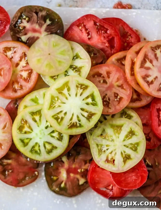 heirloom tomato garlic toast with basil whipped feta I howsweeteats.com