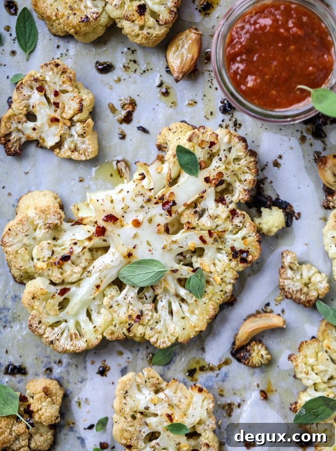 roasted sicilian cauliflower with quick tomato jam I howsweeteats.com