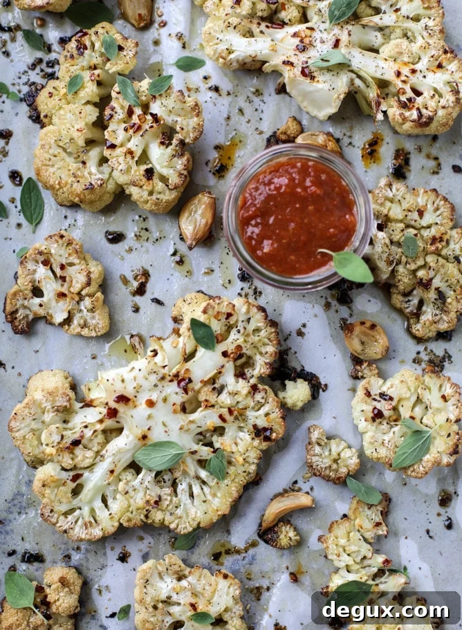 roasted sicilian cauliflower with quick tomato jam I howsweeteats.com