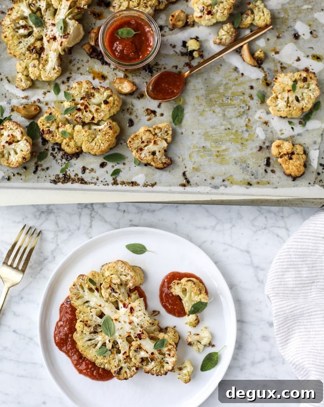 roasted sicilian cauliflower with quick tomato jam I howsweeteats.com