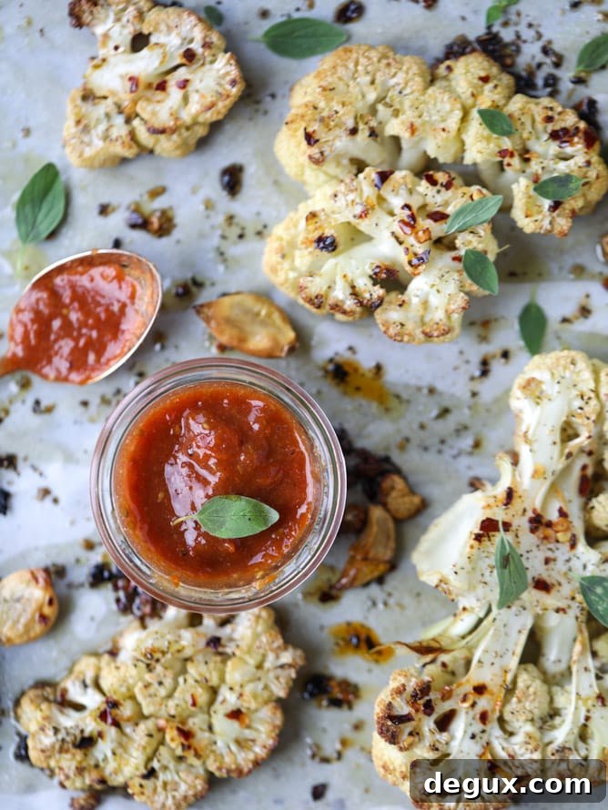 roasted sicilian cauliflower with quick tomato jam I howsweeteats.com