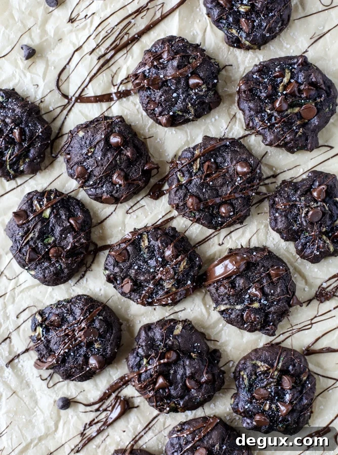 double chocolate zucchini cookies with sea salt I howsweeteats.com