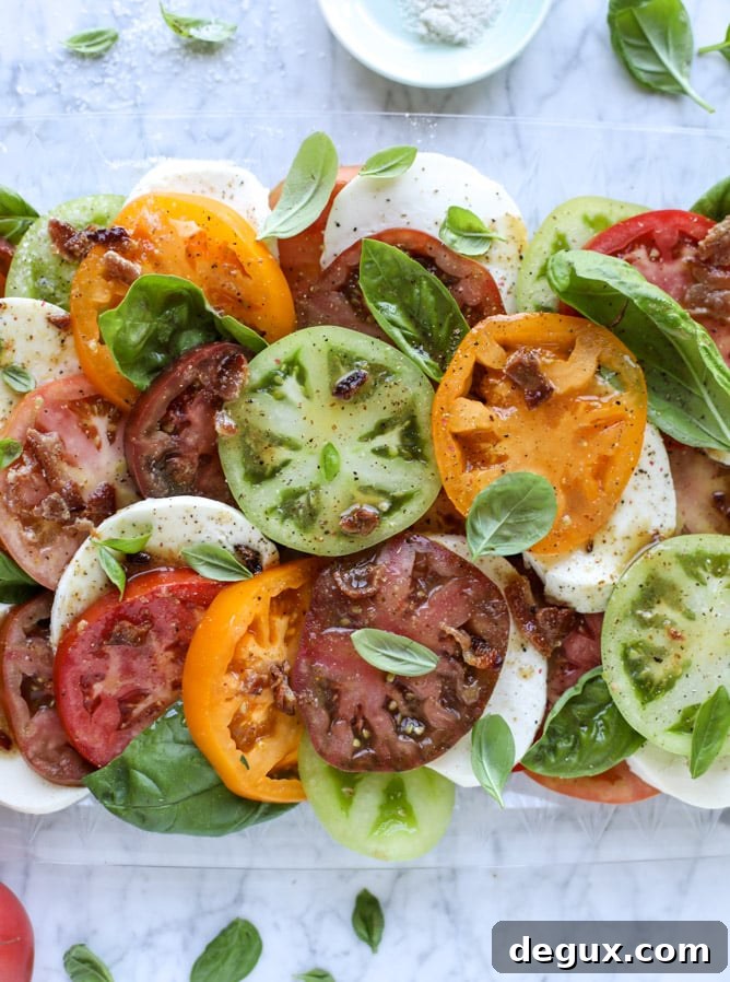 hot bacon caprese salad I howsweeteats.com