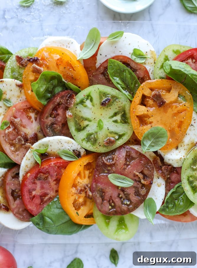 hot bacon caprese salad I howsweeteats.com