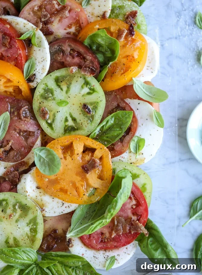 hot bacon caprese salad I howsweeteats.com