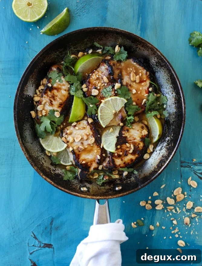 thai skillet pork chops with coconut rice I howsweeteats.com