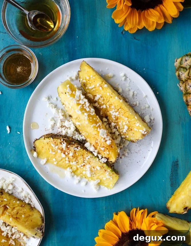 Spicy Honey-Glazed Pineapple Wedges for Grilling 6 hot honey pineapple wedges I howsweeteats.com
