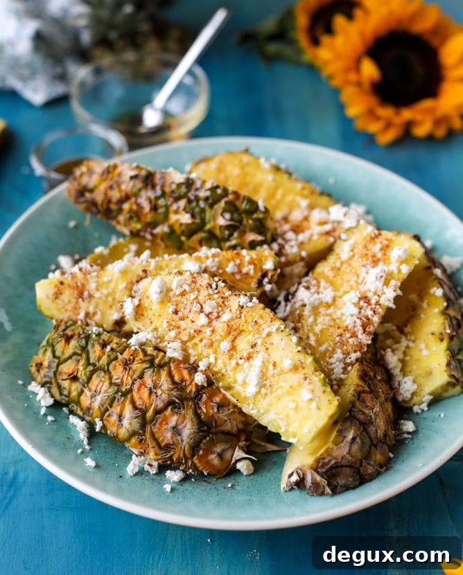 Spicy Honey-Glazed Pineapple Wedges for Grilling or Baking 8 hot honey pineapple wedges I howsweeteats.com