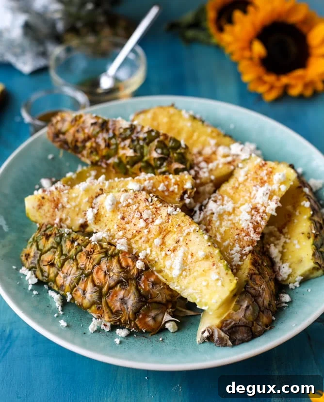 Spicy Honey-Glazed Pineapple Wedges for Grilling 8 hot honey pineapple wedges I howsweeteats.com