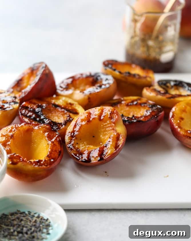 grilled peaches with lavender honey whipped ricotta I howsweeteats.com