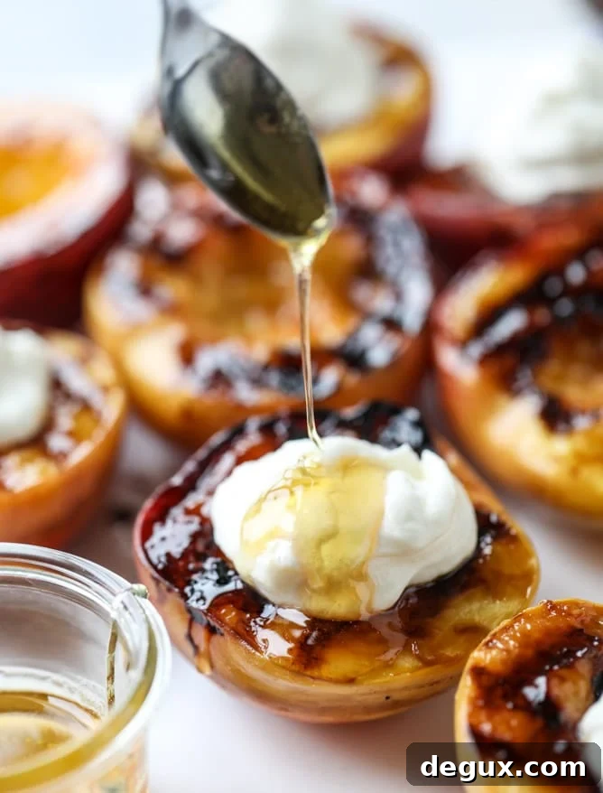 grilled peaches with lavender honey whipped ricotta I howsweeteats.com