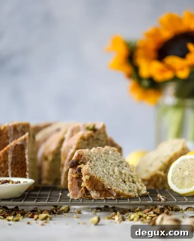 Lemon Pistachio Zucchini Cake Recipe — Moist Citrus Tea Cake 7 lemon pistachio zucchini cake I howsweeteats.com