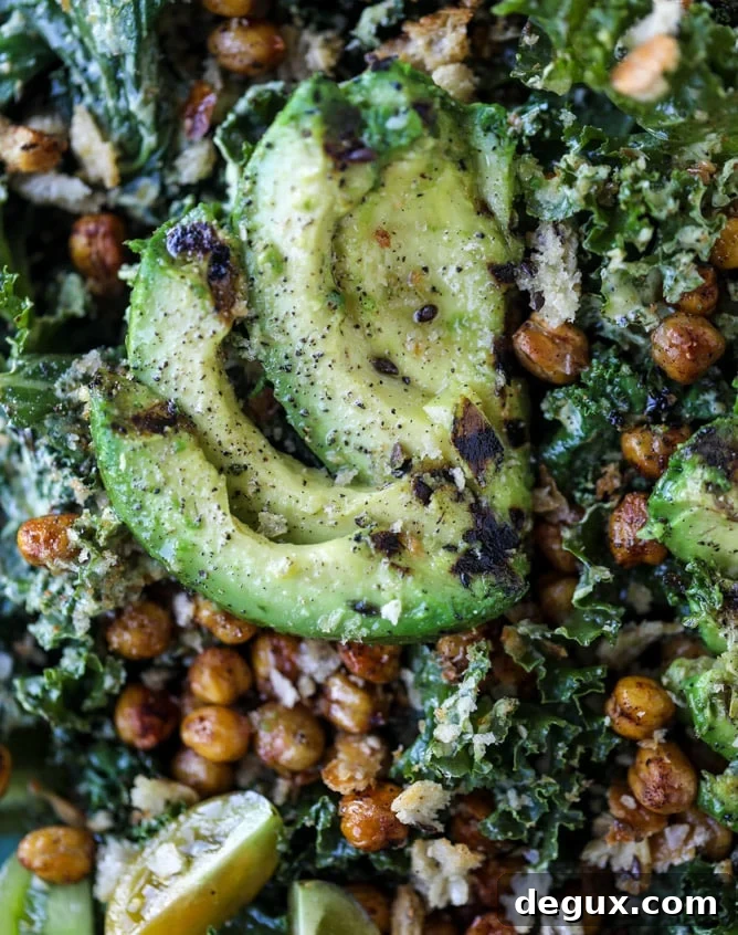 Charred Kale and Avocado Salad with Lemon-Garlic Dressing 5 grilled kale avocado salad I howsweeteats.com