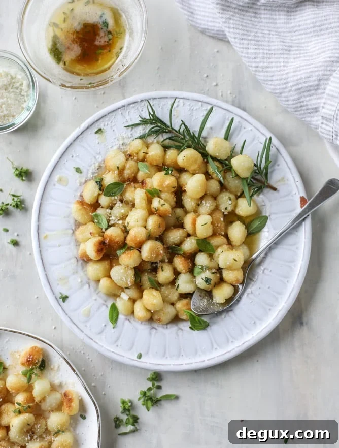 toasted gnocchi with herb brown butter I howsweeteats.com