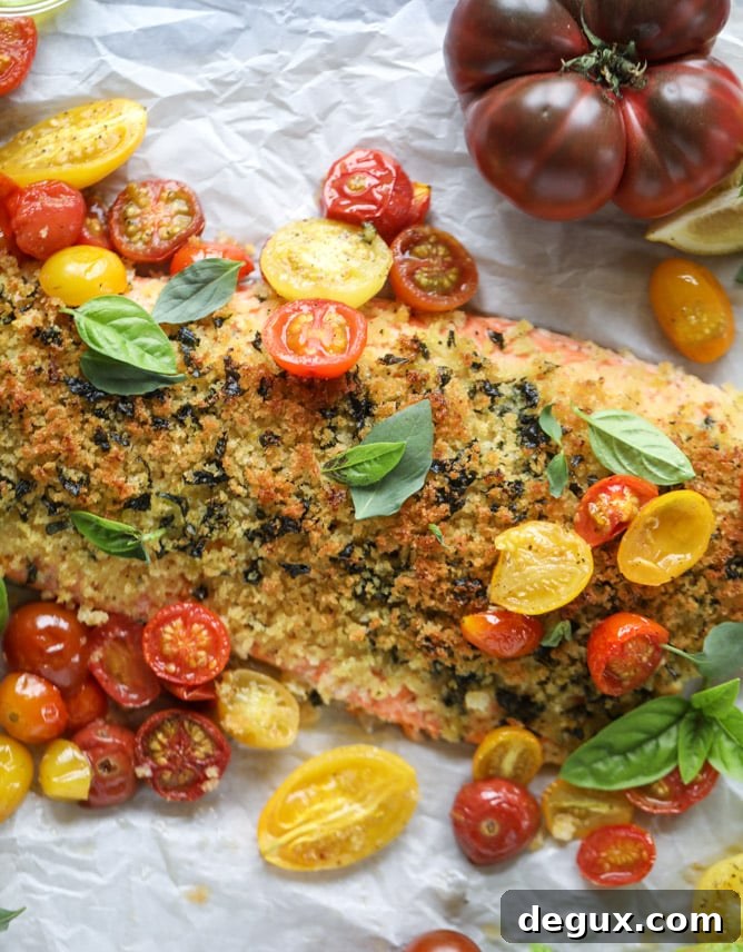 roasted lemon basil butter salmon I howsweeteats.com