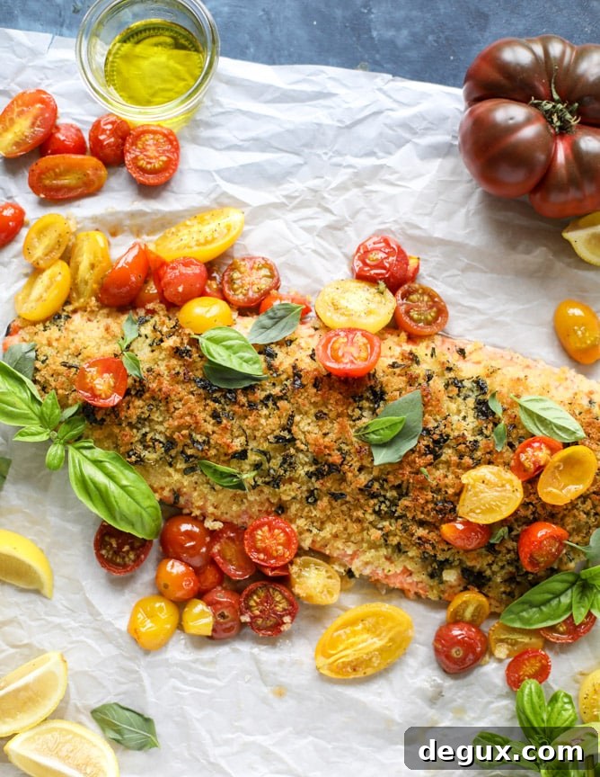 roasted lemon basil butter salmon I howsweeteats.com