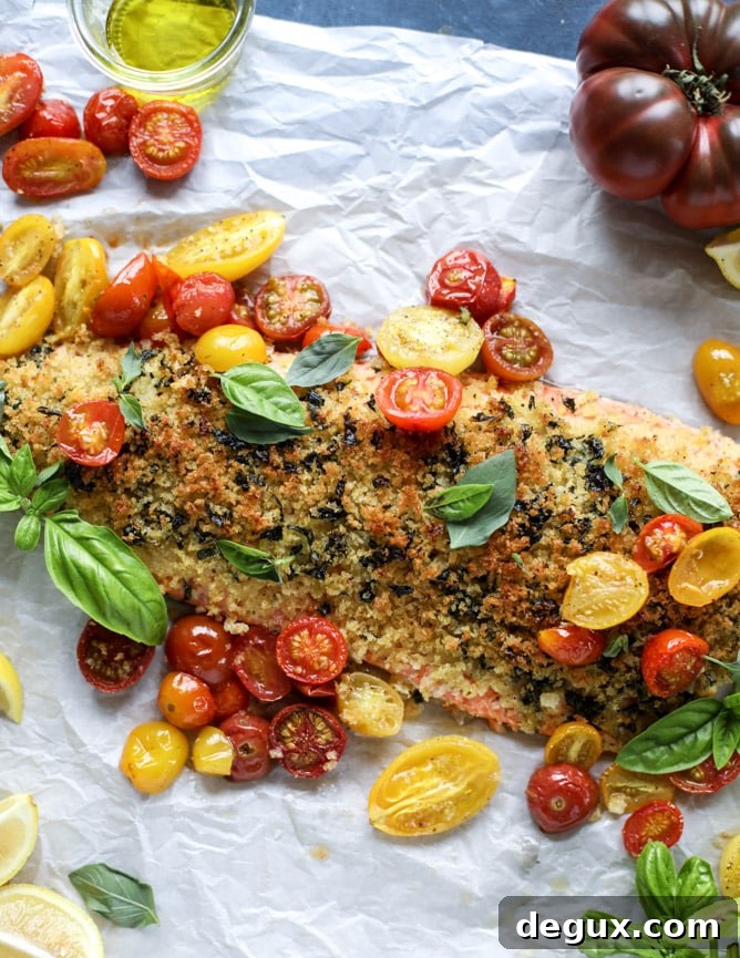roasted lemon basil butter salmon I howsweeteats.com