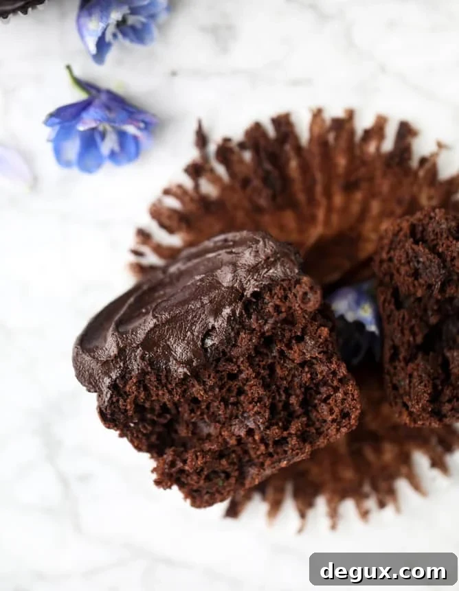 Chocolate Zucchini Cupcakes with Creamy Avocado Fudge Frosting 13 chocolate zucchini cupcakes with avocado frosting I howsweeteats.com
