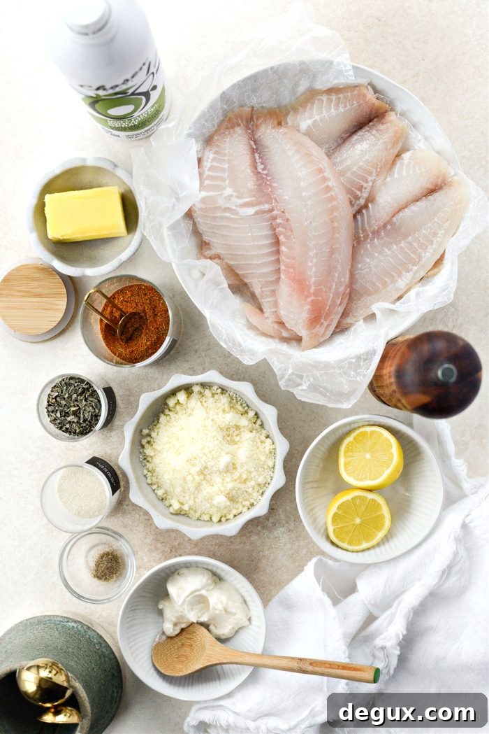 ingredients for Broiled Tilapia Parmesan