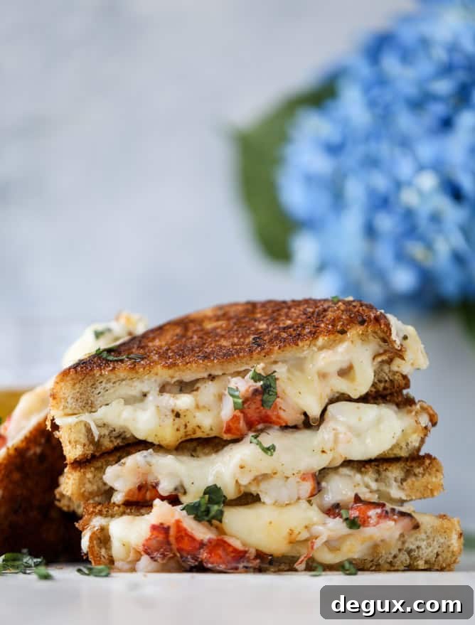 Tarragon Garlic Butter Lobster Grilled Cheese Sandwich 2 lobster grilled cheese with tarragon garlic butter I howsweeteats.com