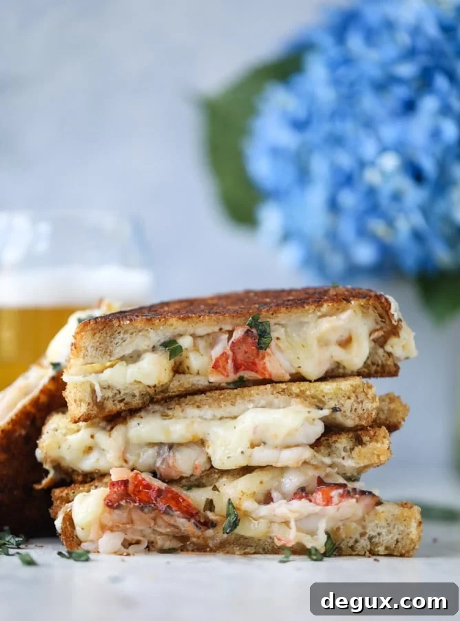 Tarragon Garlic Butter Lobster Grilled Cheese Sandwich 6 lobster grilled cheese with tarragon garlic butter I howsweeteats.com