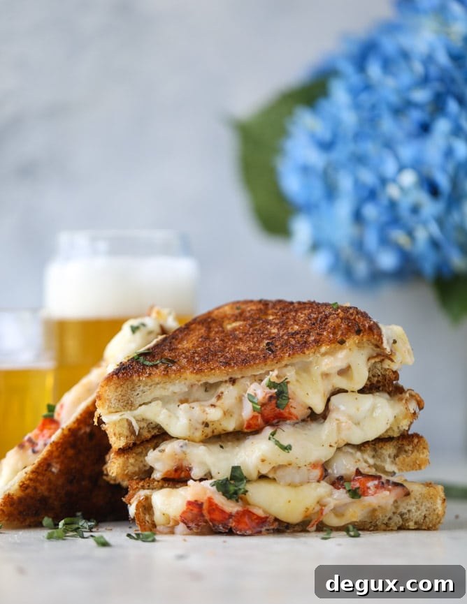 Tarragon Garlic Butter Lobster Grilled Cheese Sandwich 7 lobster grilled cheese with tarragon garlic butter I howsweeteats.com
