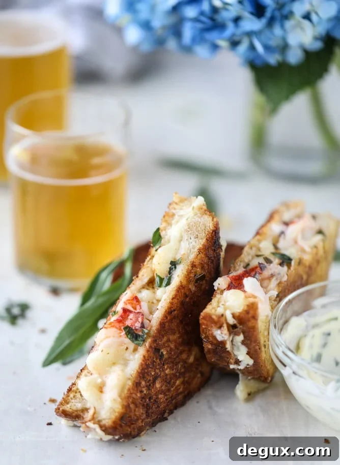 Tarragon Garlic Butter Lobster Grilled Cheese Sandwich 9 lobster grilled cheese with tarragon garlic butter I howsweeteats.com