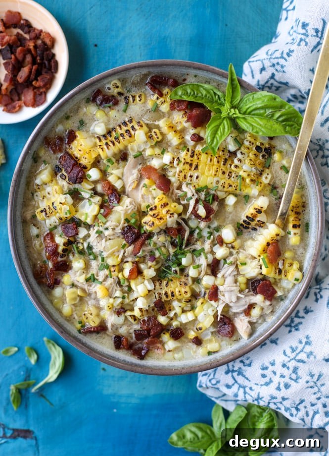 Grilled Corn, Chicken & Bacon Beer Chowder Recipe 6 grilled corn, chicken and bacon chowder I howsweeteats.com