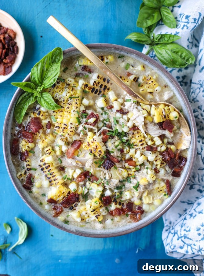 Grilled Corn, Chicken & Bacon Beer Chowder Recipe 7 grilled corn, chicken and bacon chowder I howsweeteats.com